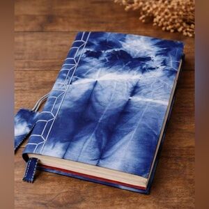 Handbound Indigo Batik Journal Handmade Cotton Fabric Notebook Gift #BA-07b